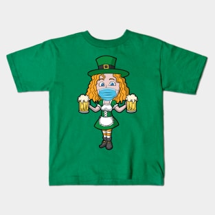 Irish Girl Beers Mask St Patrick's Day Kids T-Shirt